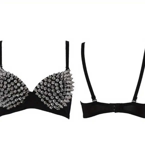 Sexy Black Bra with Silver Studs XL - Picture 4 of 5